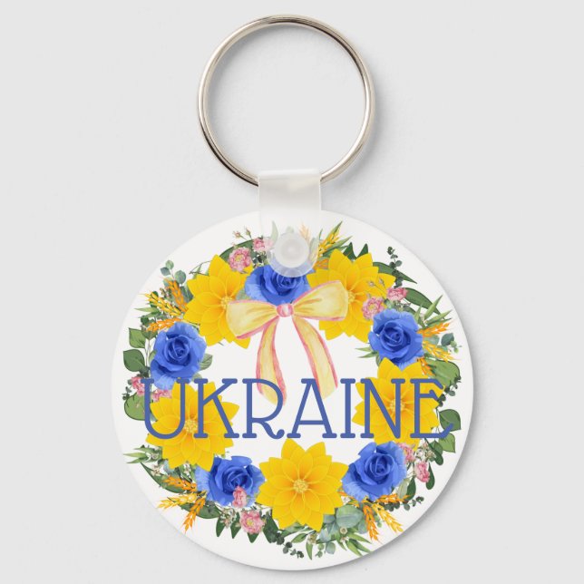 Ukraine Ukrainian Wreath Flowers Faith Hope Key Ring (Front)