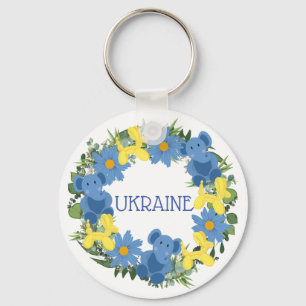 Ukraine Ukrainian Wreath Flowers Faith Hope Key Ring