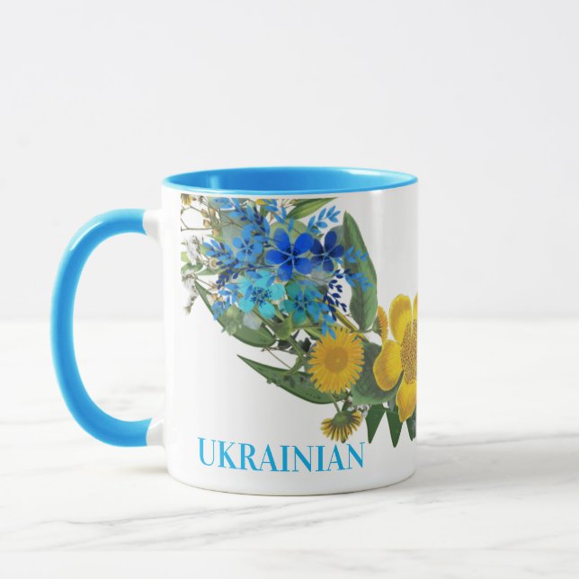 Ukraine Ukrainian Wreath Flowers Faith Hope Mug (Left)