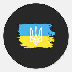 Ukraine Ukrainians Ukrainian Kiev Trysub Flag 3  Classic Round Sticker
