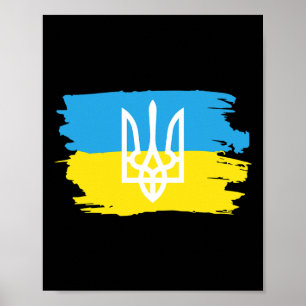 Ukraine Ukrainians Ukrainian Kiev Trysub Flag 3  Poster