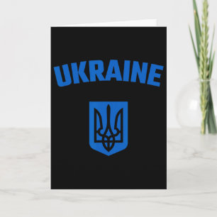 Ukraine. Ukrajina Trzub. Ukrainian Trident. Blue A Card