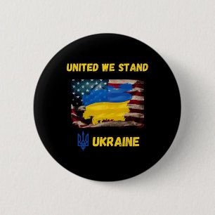 Ukraine United We Do Stand American Friendship Fla 6 Cm Round Badge