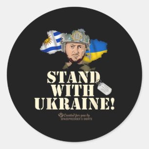 Ukraine Uruguay Flags Zelenskyy Stand With Ukraine Classic Round Sticker