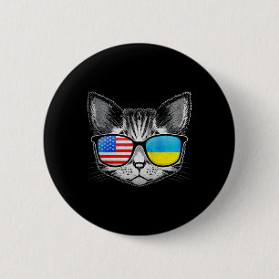 Ukraine Us Flag Roots Cat Ukrainian American  6 Cm Round Badge
