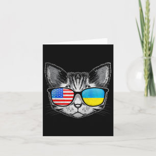 Ukraine Us Flag Roots Cat Ukrainian American  Card