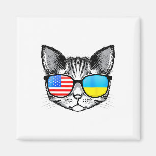 Ukraine Us Flag Roots Cat Ukrainian American For M Magnet