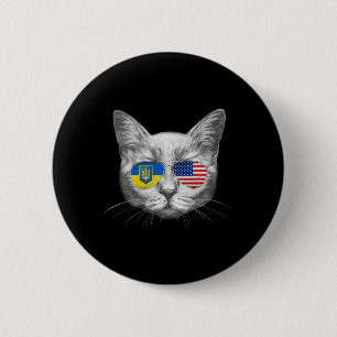 Ukraine Us Flag Roots Cat Ukrainian American Men W 6 Cm Round Badge