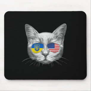Ukraine Us Flag Roots Cat Ukrainian American Men W Mouse Pad