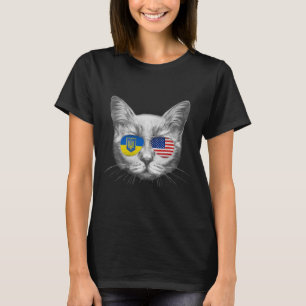 Ukraine Us Flag Roots Cat Ukrainian American Men W T-Shirt