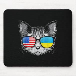 Ukraine Us Flag Roots Cat Ukrainian American Mouse Pad