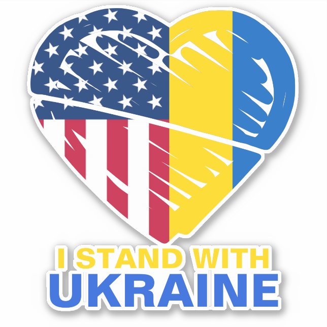 Ukraine USA American Flag Heart Support Car (Front)