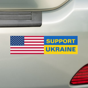 Ukraine USA American Flag Solidarity Patriotic Bumper Sticker