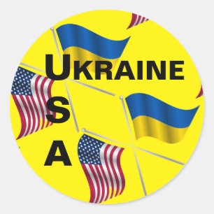 UKRAINE USA   CLASSIC ROUND STICKER