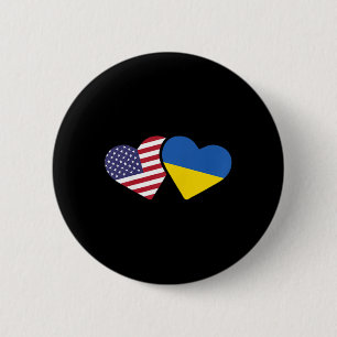 Ukraine Usa Flag T Shirt Heart Ukrainian Americans 6 Cm Round Badge