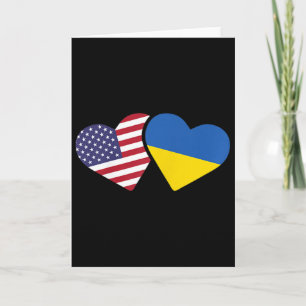 Ukraine Usa Flag T Shirt Heart Ukrainian Americans Card