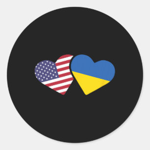 Ukraine Usa Flag T Shirt Heart Ukrainian Americans Classic Round Sticker