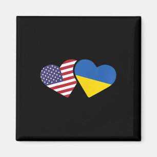 Ukraine Usa Flag T Shirt Heart Ukrainian Americans Magnet