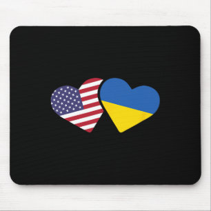 Ukraine Usa Flag T Shirt Heart Ukrainian Americans Mouse Pad
