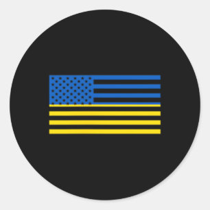 Ukraine Usa Flag Ukrainian American Citizen Bynner Classic Round Sticker