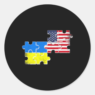 Ukraine Usa Flags Vintage Ukrainian American Roots Classic Round Sticker