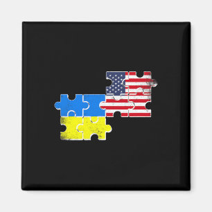 Ukraine Usa Flags Vintage Ukrainian American Roots Magnet