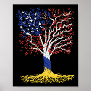 Ukraine Usa Friendship America Ukrainian Roots Poster