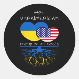 Ukraine Usa Proud Of Both Countries Ukraimerican 1 Classic Round Sticker