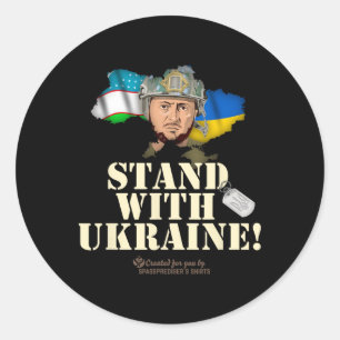 Ukraine Uzbekistan Volodymyr Zelenskyy Stand With Classic Round Sticker
