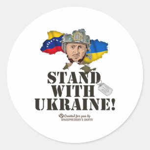 Ukraine Venezuela Flags Zelensky Stand With Ukrain Classic Round Sticker