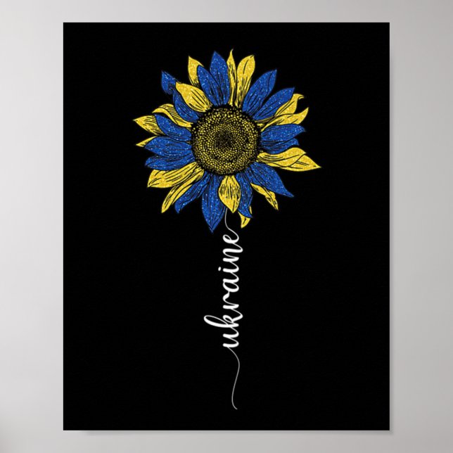 Ukraine  Vintage Sunflower Ukrainian Stand With Uk Poster (Front)