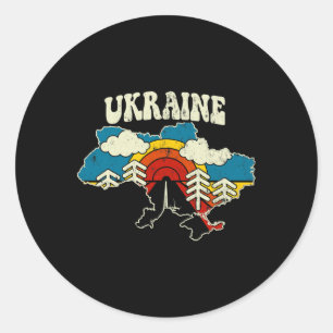 Ukraine Vintage Ukrainian Country Rainbow Retro 70 Classic Round Sticker