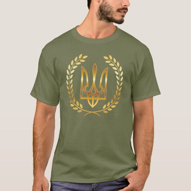 Ukraine Warrior Golden Trident T-Shirt (Front)
