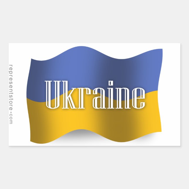 Ukraine Waving Flag Rectangular Sticker (Front)