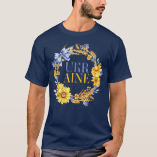 Ukraine Wheat Sunflower Wildflower Wreath Ukrainia T-Shirt