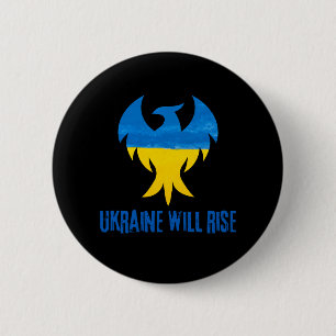 Ukraine Will Rise Phoenix Bird 6 Cm Round Badge