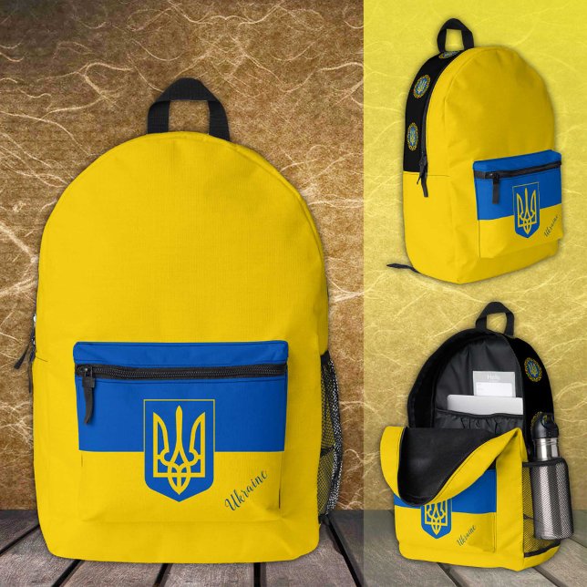Ukraine, yellow, backpack, Ukrainian Flag / Tryzub Printed Backpack (Creator Uploaded)