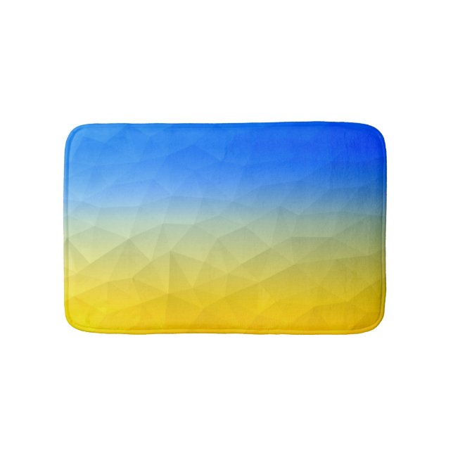 Ukraine yellow blue geometric mesh pattern bath mat (Front)