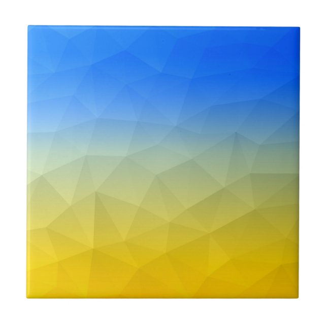 Ukraine yellow blue geometric mesh pattern ceramic tile (Front)