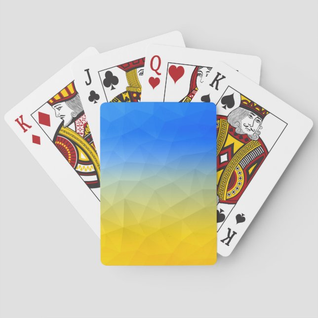 Ukraine yellow blue geometric mesh pattern playing cards (Back)