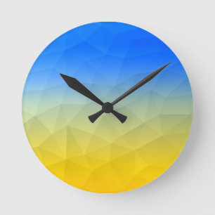 Ukraine yellow blue geometric mesh pattern round clock