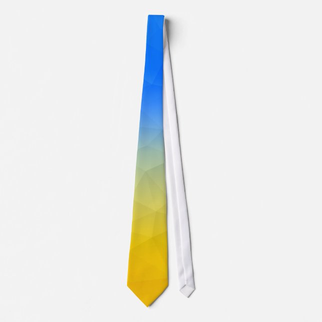 Ukraine yellow blue geometric mesh pattern tie (Front)