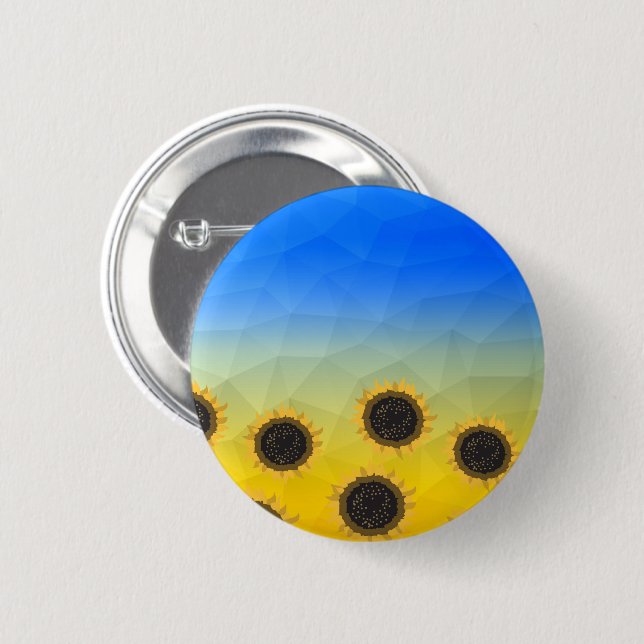 Ukraine yellow blue geometry mesh pattern Flowers 6 Cm Round Badge (Front & Back)