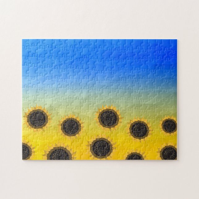 Ukraine yellow blue geometry mesh pattern Flowers Jigsaw Puzzle (Horizontal)