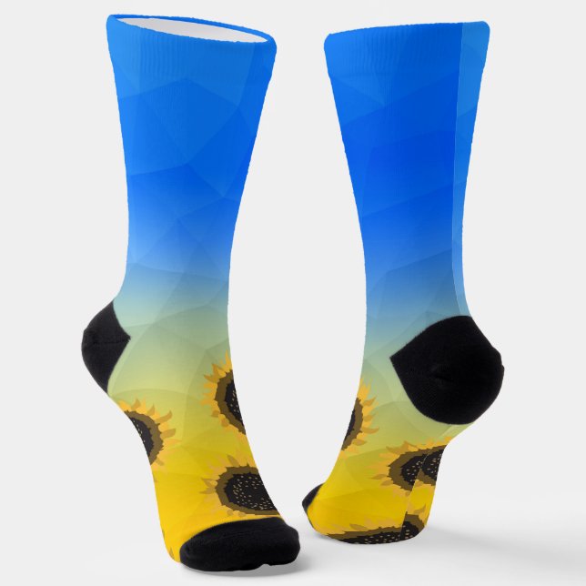 Ukraine yellow blue geometry mesh pattern Flowers Socks (Angled)