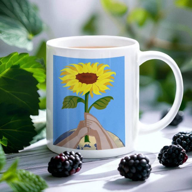 Ukraine "yellow blue" sunflower peace colourful coffee mug (Creator Uploaded)
