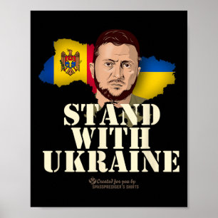 Ukraine Zelensky Flags Of Republic Of Moldova And Poster