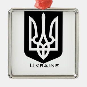 Ukraine's Tryzub Contemporary Graphic Emblem Metal Ornament