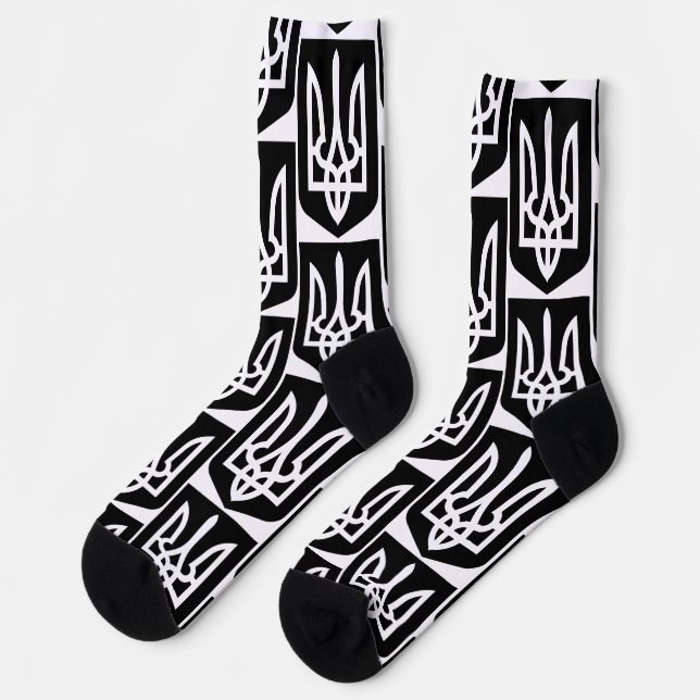 Ukraine's Tryzub Contemporary Graphic Emblem Socks (Left)