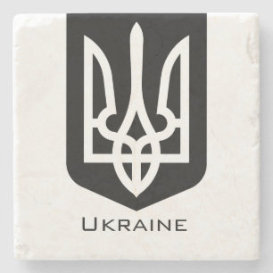Ukraine's Tryzub Contemporary Graphic Emblem Stone Coaster